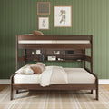 Modern Farmhouse Twin XL Over Queen Bunk Bed With Bookshelf