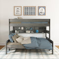 Modern Farmhouse Twin XL Over Queen Bunk Bed With Bookshelf