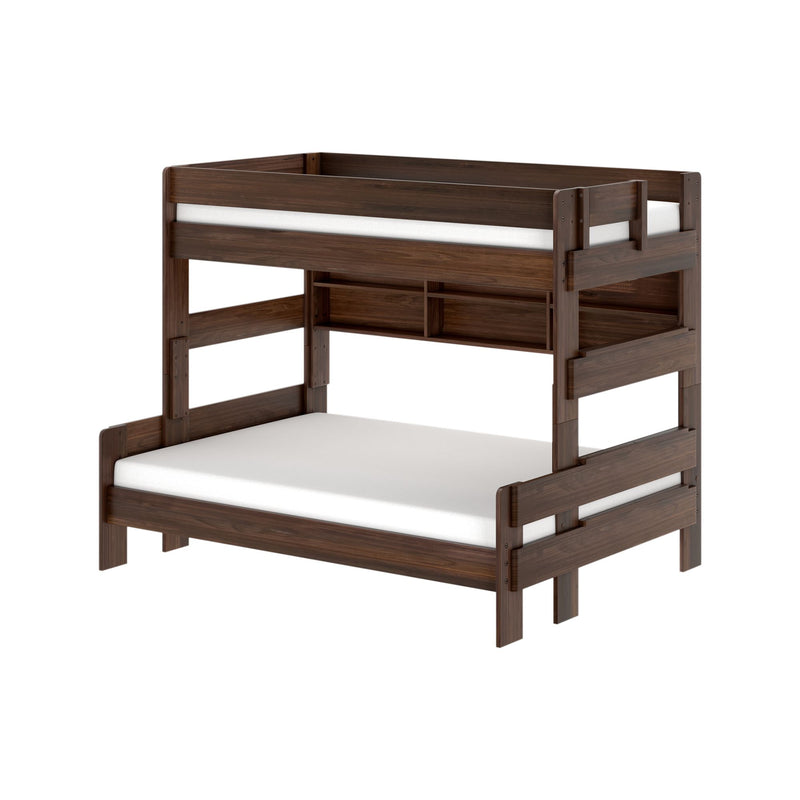 Modern Farmhouse Twin Over Full Bunk Bed With Bookcase