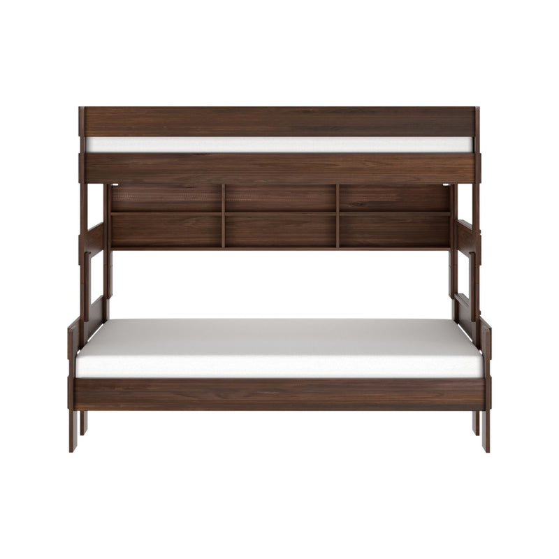 Modern Farmhouse Twin Over Full Bunk Bed With Bookcase