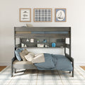 Modern Farmhouse Twin Over Full Bunk Bed With Bookcase