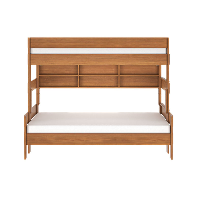 Modern Farmhouse Twin Over Full Bunk Bed With Bookcase