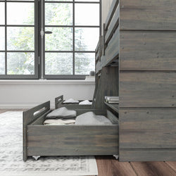 195022-185 : Loft Beds Farmhouse Low Loft With 2 Drawers, Driftwood