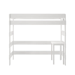 195227-182 : Loft Beds Farmhouse High Loft Bed With Desk, White Wash