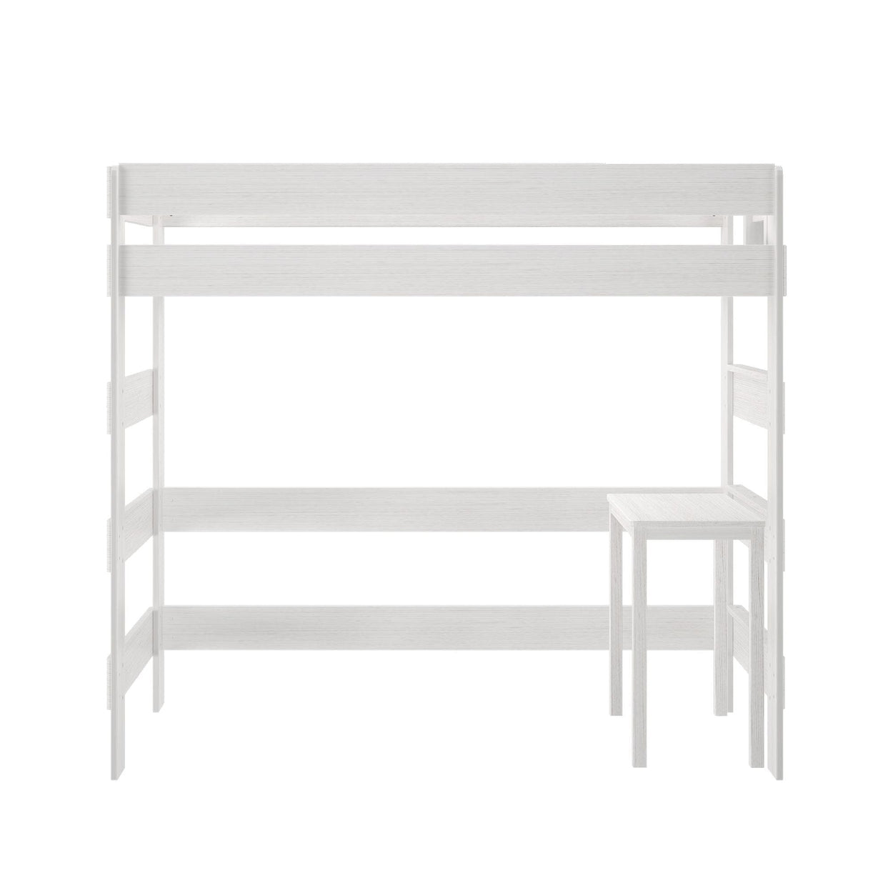 195227-182 : Loft Beds Farmhouse High Loft Bed With Desk, White Wash