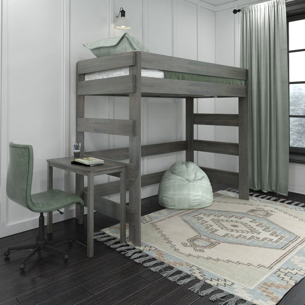 195227-185 : Loft Beds Farmhouse High Loft Bed With Desk, Driftwood