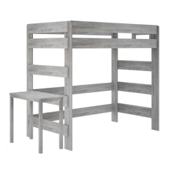 195227-185 : Loft Beds Farmhouse High Loft Bed With Desk, Driftwood