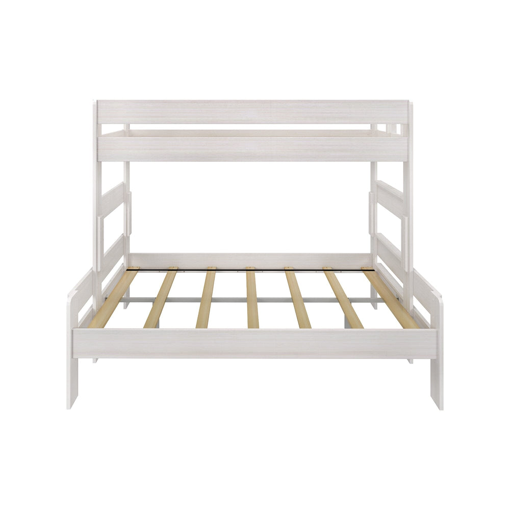 195331-182 : Bunk Beds Farmhouse Twin XL Over Queen Bunk Bed, White Wash