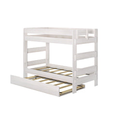 196201-182 : Bunk Beds Farmhouse Twin over Twin Bunk Bed with Trundle, White Wash