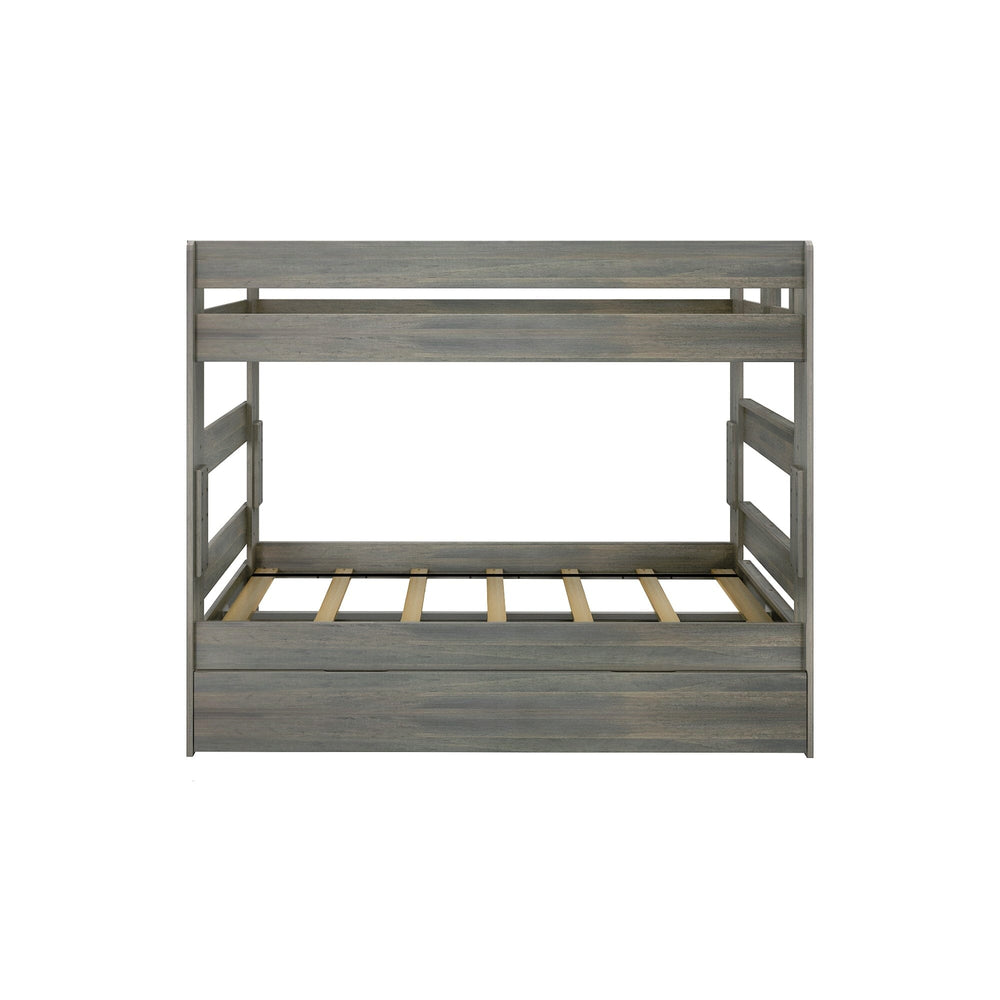 196201-185 : Bunk Beds Farmhouse Twin Over Twin Bunk Bed With Trundle, Driftwood