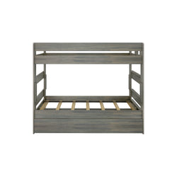 196201-185 : Bunk Beds Farmhouse Twin Over Twin Bunk Bed With Trundle, Driftwood