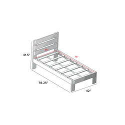 196210-185 : Kids Beds Farmhouse Twin Bed with Plank Headboard and Trundle, Driftwood