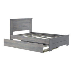 196221-185 : Kids Beds Farmhouse Full Bed with Panel Headboard with Trundle, Driftwood