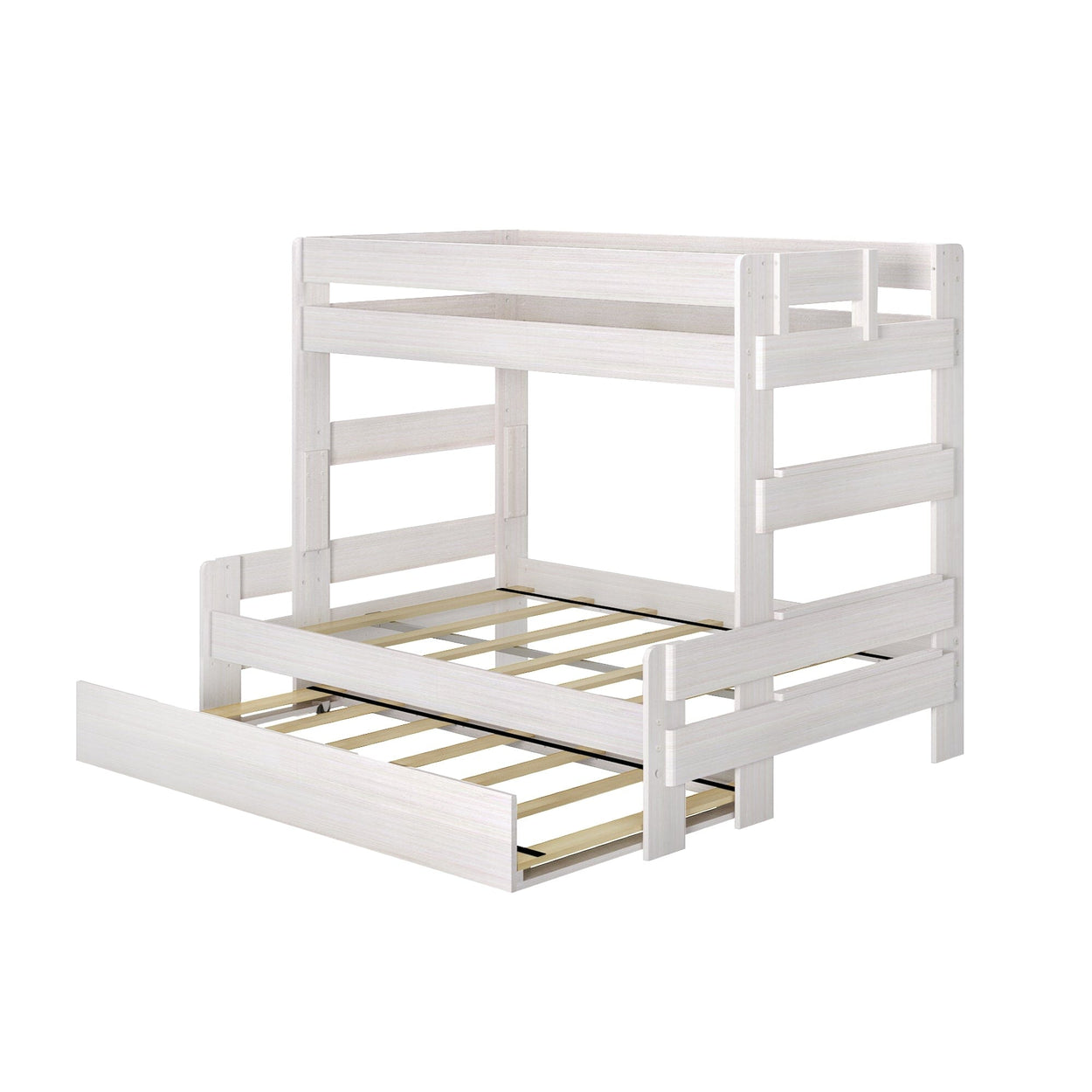 196231-182 : Bunk Beds Farmhouse Twin over Full Bunk Bed with Trundle, White Wash