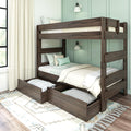 Modern Farmhouse Twin Over Twin Bunk Bed With Storage Drawers