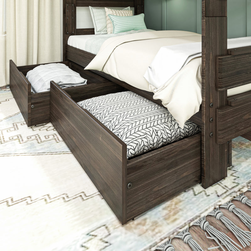 Modern Farmhouse Twin Over Twin Bunk Bed With Storage Drawers