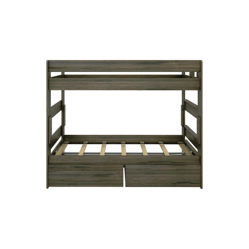 Modern Farmhouse Twin Over Twin Bunk Bed With Storage Drawers