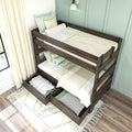 Modern Farmhouse Twin Over Twin Bunk Bed With Storage Drawers