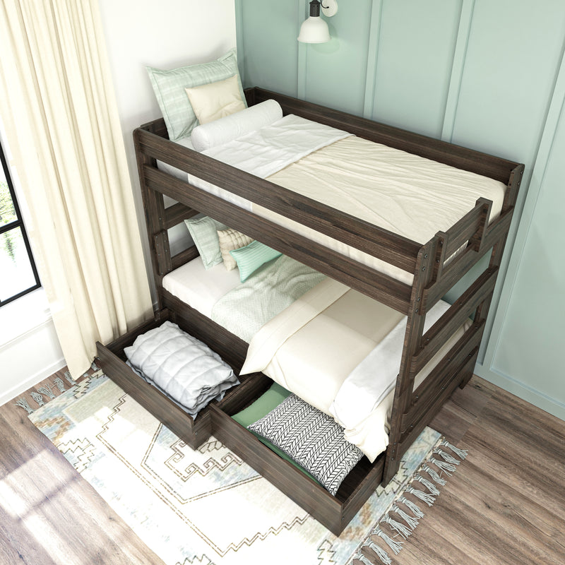 Modern Farmhouse Twin Over Twin Bunk Bed With Storage Drawers