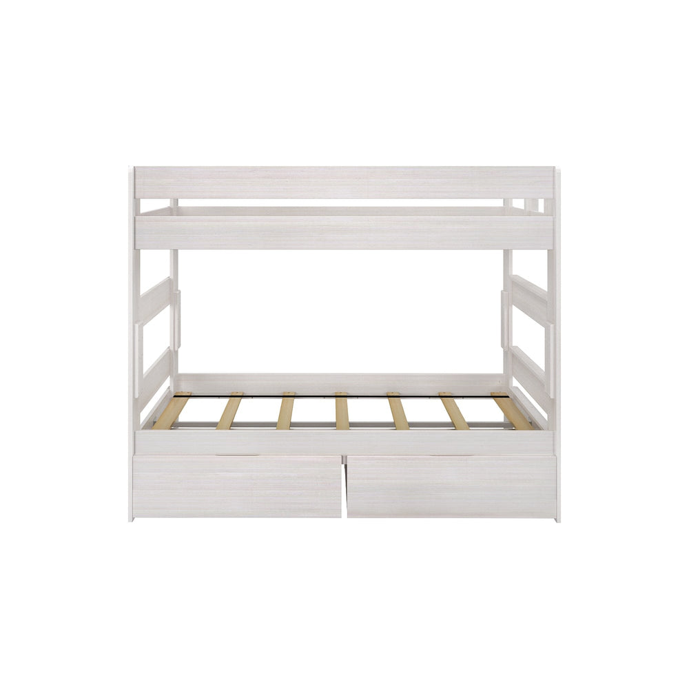 197201-182 : Bunk Beds Farmhouse Twin Over Twin Bunk Bed With Storage Drawers, White Wash