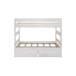 197201-182 : Bunk Beds Farmhouse Twin Over Twin Bunk Bed With Storage Drawers, White Wash