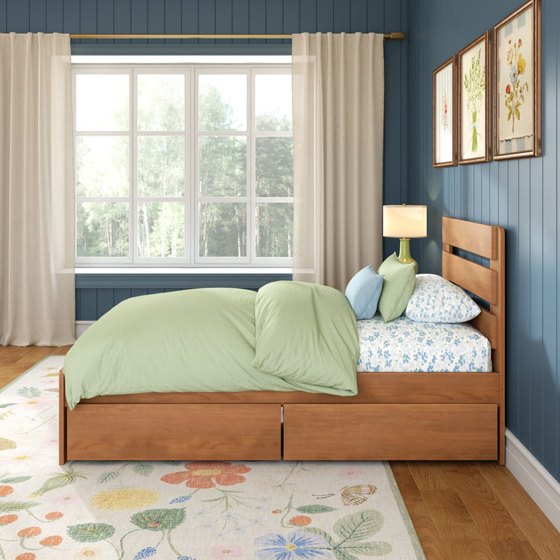 Modern Farmhouse Twin Plank Bed With Storage Drawers