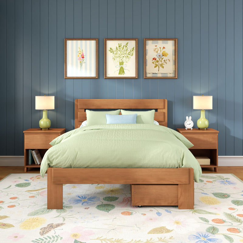 Modern Farmhouse Full Plank Bed With Storage Drawers