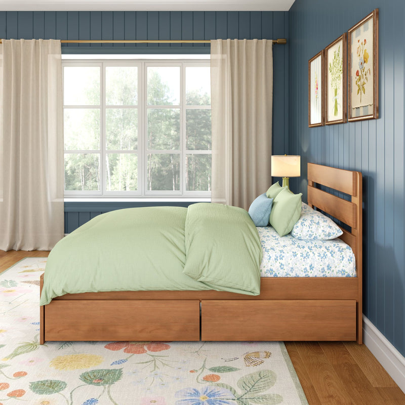 Modern Farmhouse Full Plank Bed With Storage Drawers