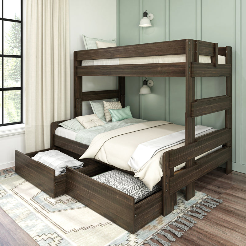 Modern Farmhouse Twin Over Full Bunk Bed With Storage Drawers