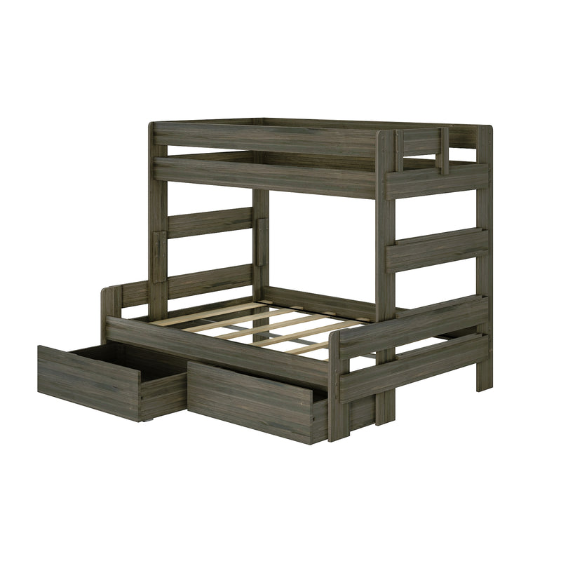 Modern Farmhouse Twin Over Full Bunk Bed With Storage Drawers