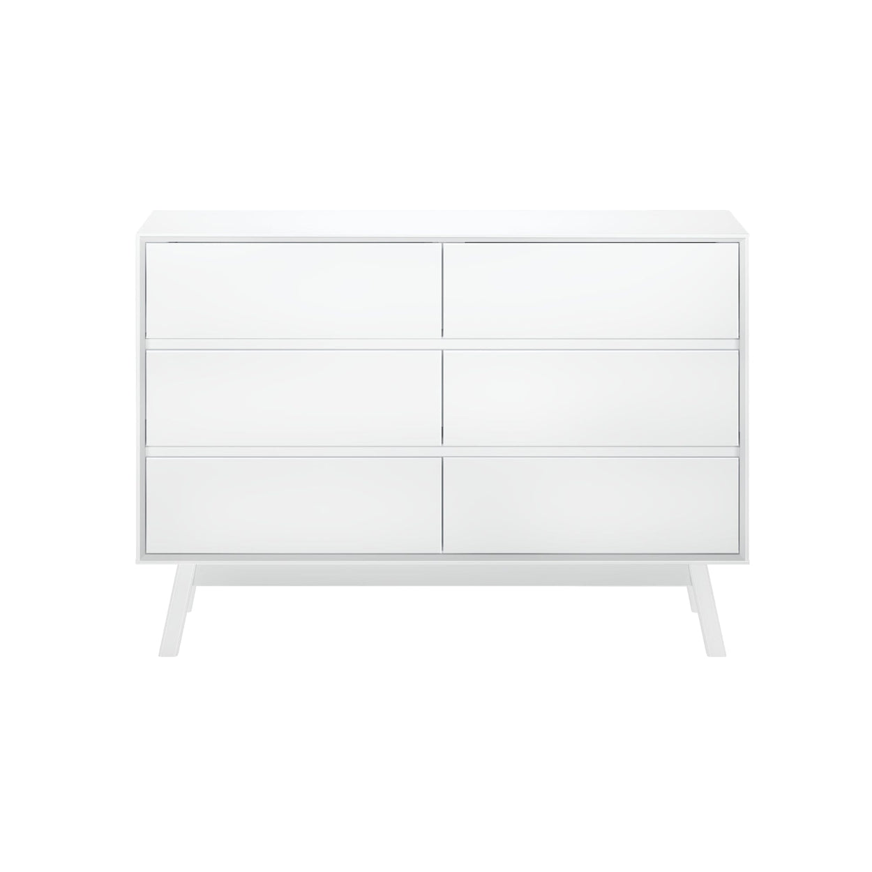 200006-002 : Furniture Mid-Century Modern 6-Drawer Dresser, White