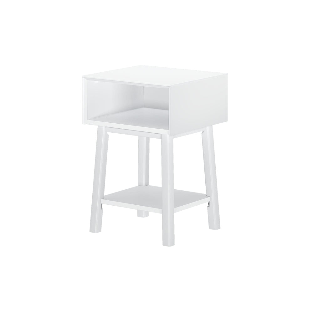 200010-002 : Furniture Mid-Century Modern Cubby Nightstand, White