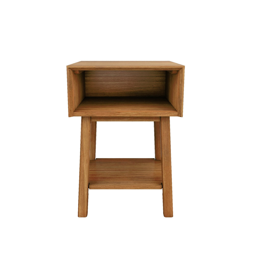 200010-007 : Furniture Mid-Century Modern Cubby Nightstand, Pecan