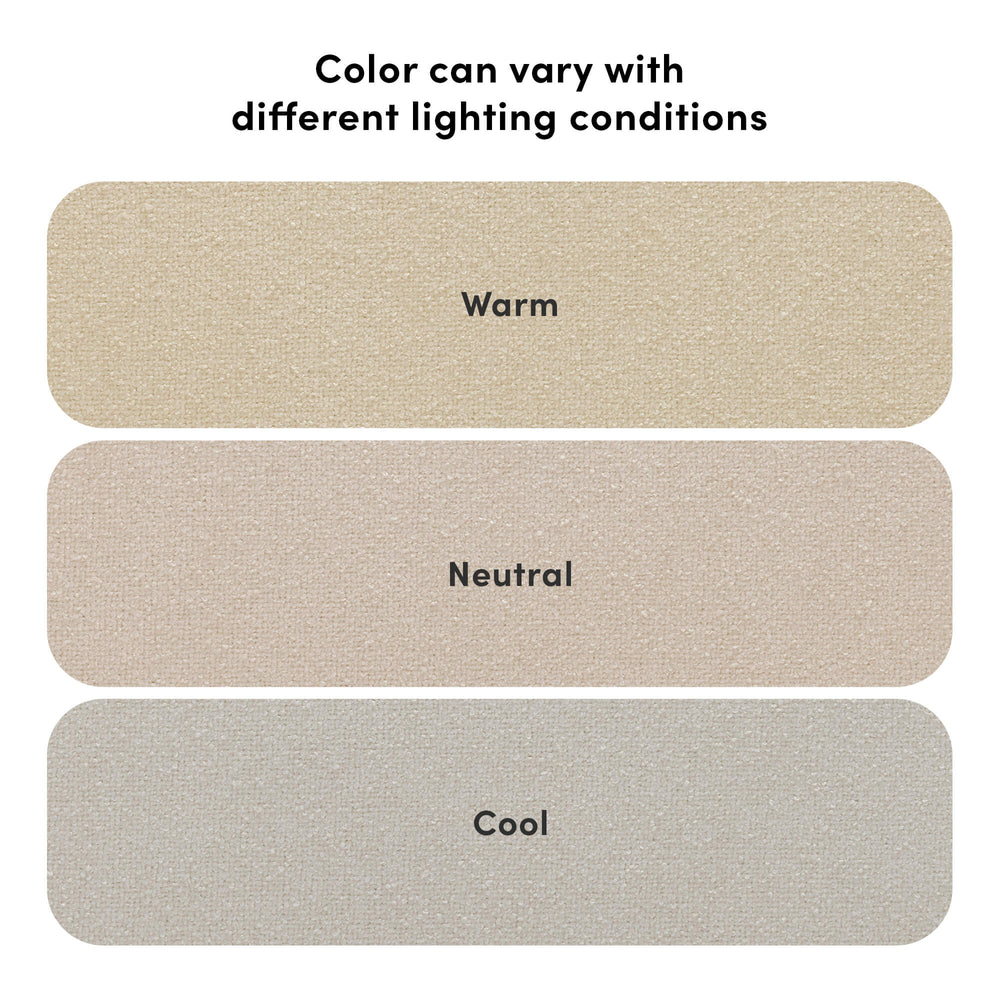 Color variation due to lighting with warm, neutral, and cool swatches for interior design.