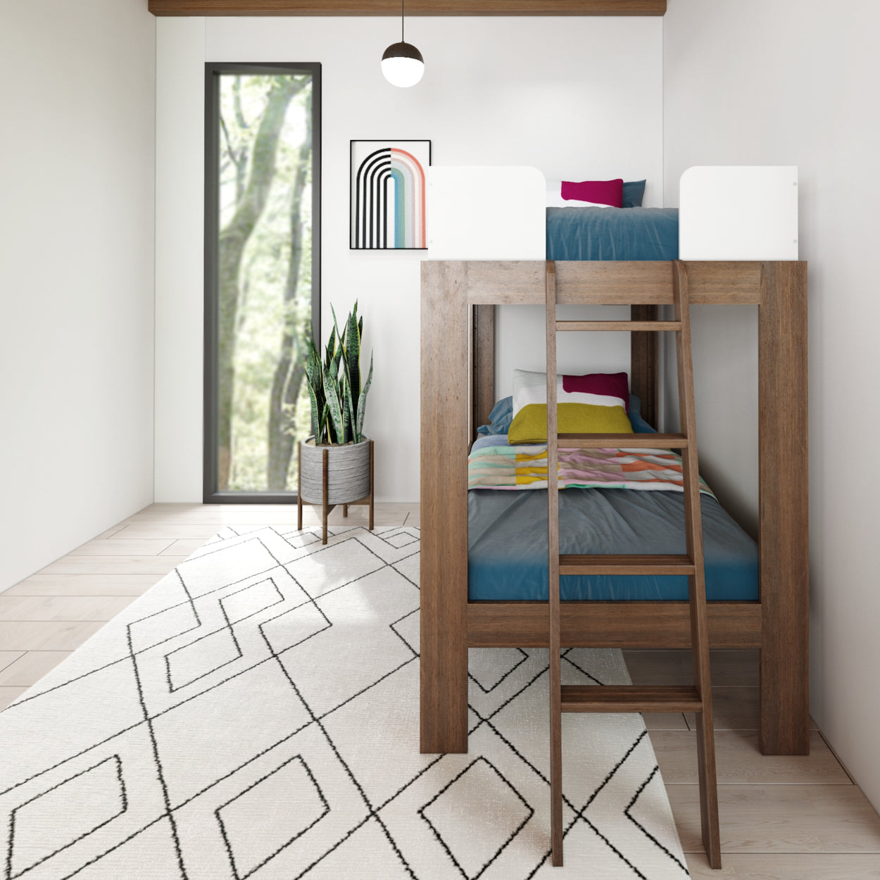 Mid-Century Modern Twin Over Twin Bunk Bed – Max and Lily