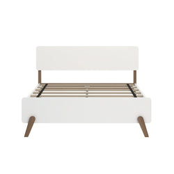 200311-528 : Kids Beds Mid-Century Modern Full-Size Panel Bed, White/Walnut