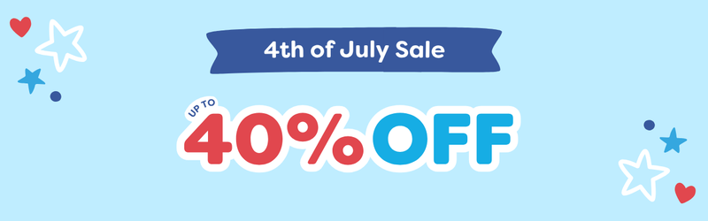 Promotional banner with '4th of July Sale 40% OFF' text on a blue background