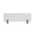White bench backrest with wooden hardware and metal brackets, modern minimalist design.
