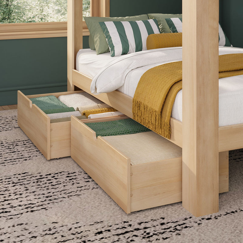 Mid-Century Modern Full Over Full Bunk Bed With Storage Drawers