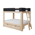 Mid-Century Modern Full Over Full Bunk Bed With Storage Drawers