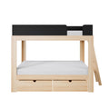 Mid-Century Modern Full Over Full Bunk Bed With Storage Drawers