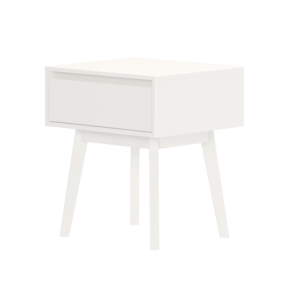 210001-002 : Furniture Scandinavian Nightstand with 1 Drawer, White