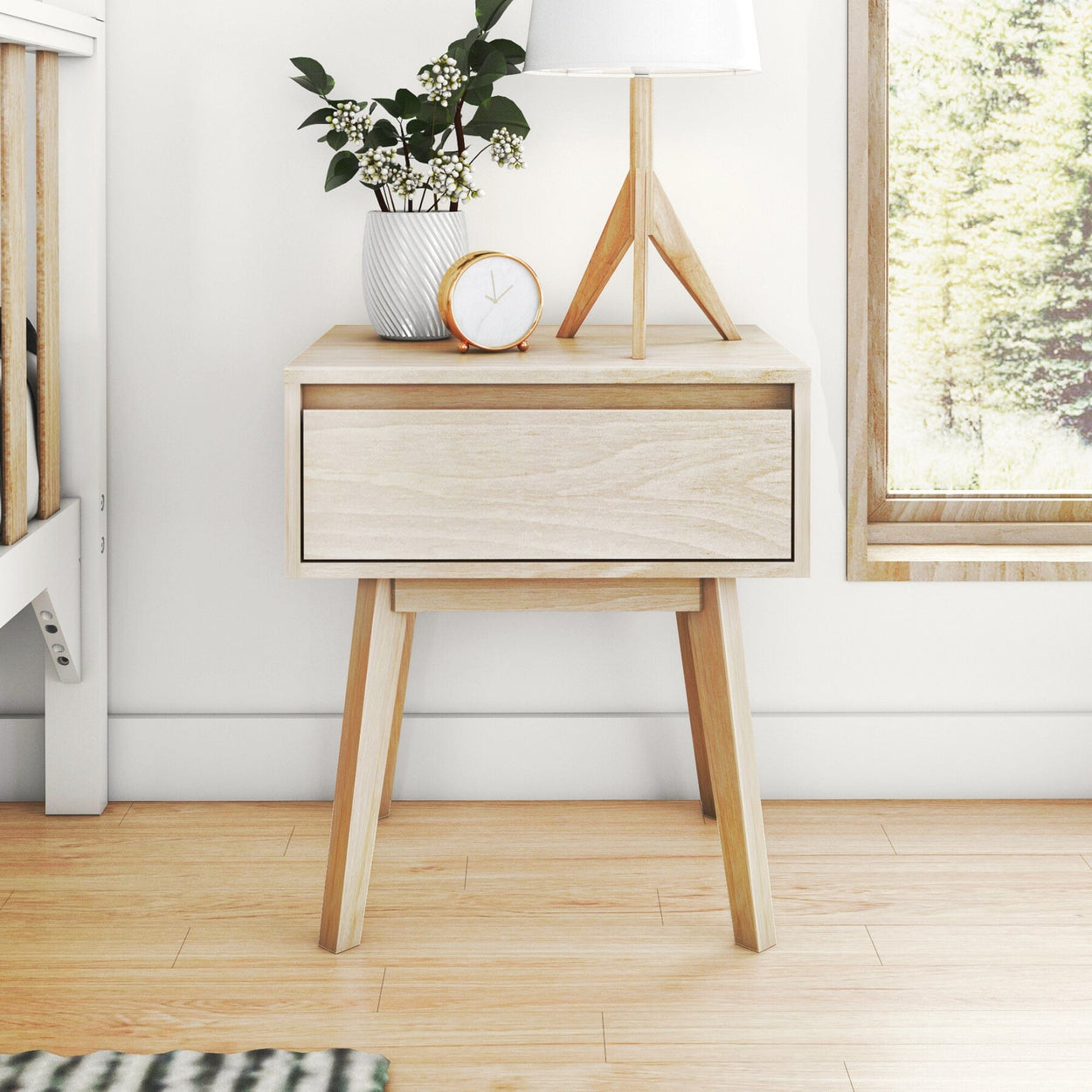 210001-010 : Furniture Scandinavian Nightstand with 1 Drawer, Blonde