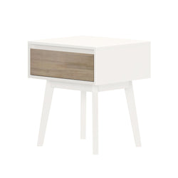 210001-202 : Furniture Scandinavian Nightstand with 1 Drawer, White/Blonde