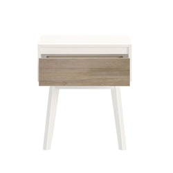 210001-202 : Furniture Scandinavian Nightstand with 1 Drawer, White/Blonde