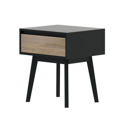 210001-272 : Furniture Scandinavian Nightstand with 1 Drawer, Black/Blonde