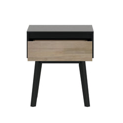 210001-272 : Furniture Scandinavian Nightstand with 1 Drawer, Black/Blonde