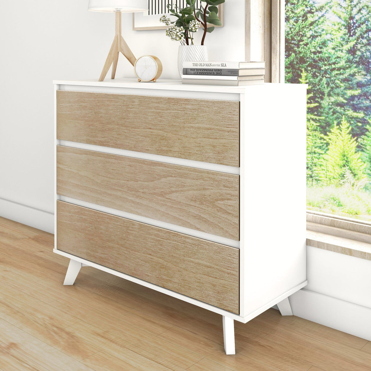 210003-202 : Furniture Scandinavian 3-Drawer Dresser, White/Blonde