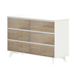210006-202 : Furniture Scandinavian 6-Drawer Dresser, White/Blonde