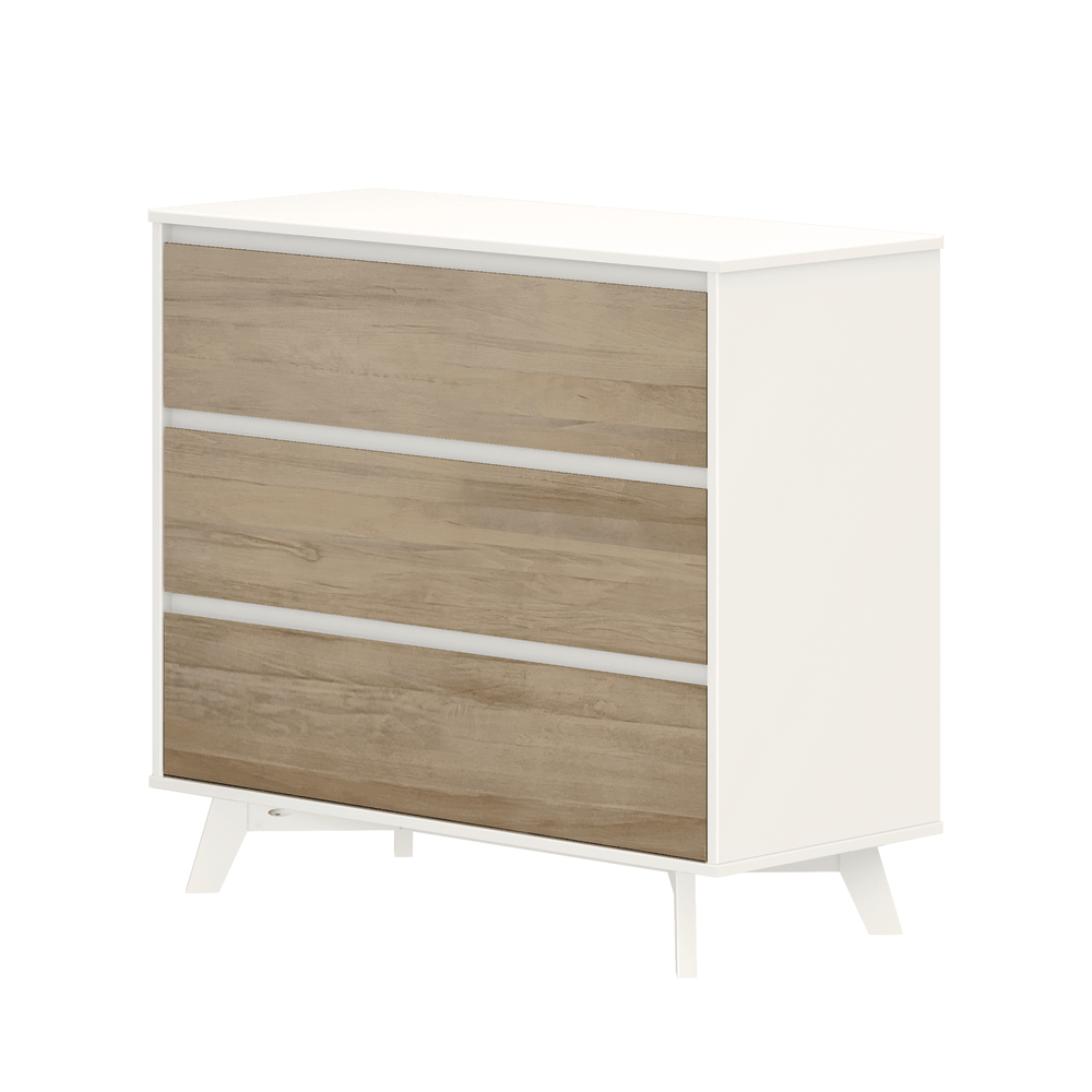 2100213000-202 : Furniture Scandinavian 3 Drawer Dresser, White/Blonde